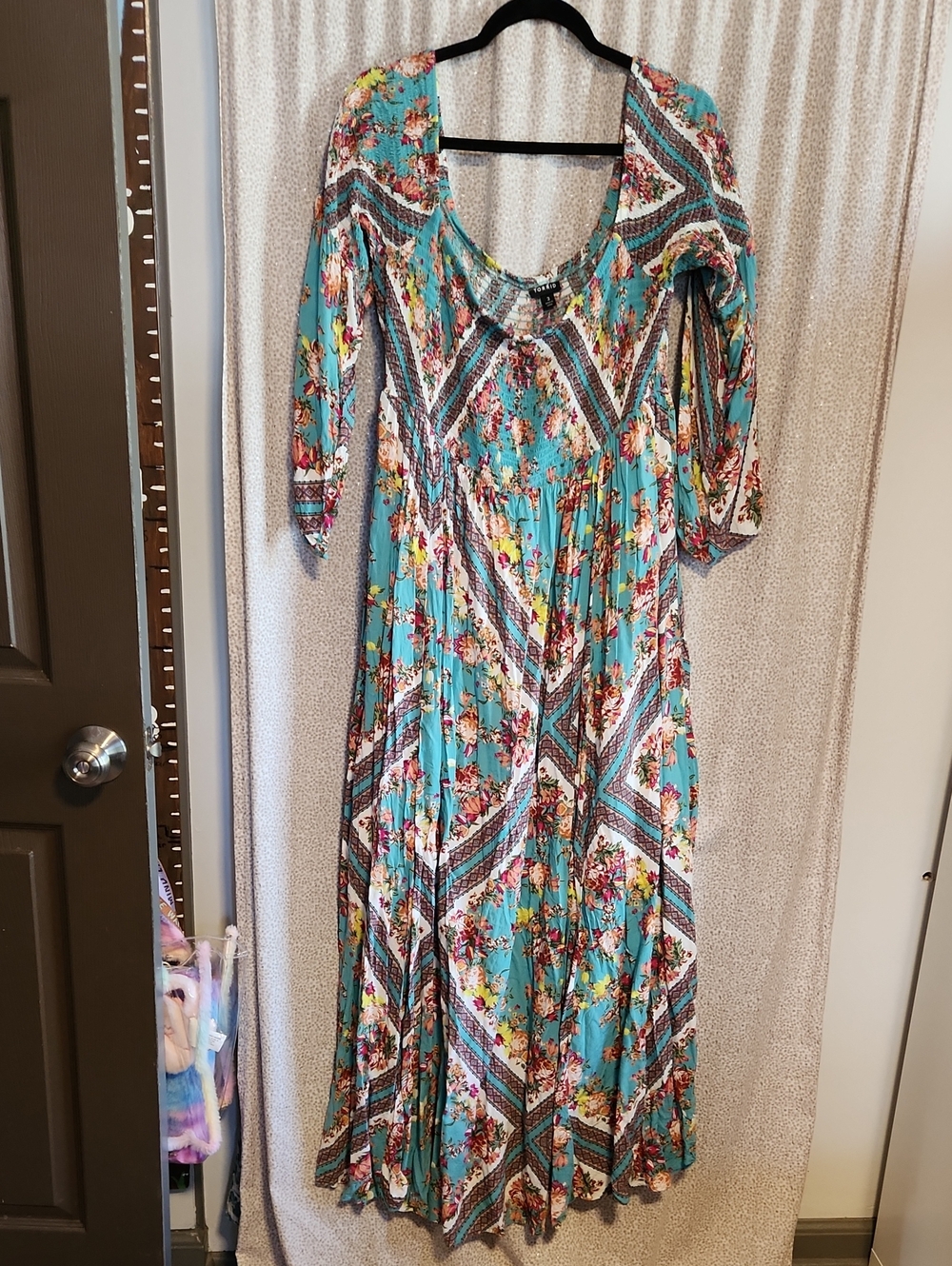 torrid Teal Floral Chevron Maxi Dress